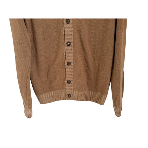 Eredi Pisano Mens Button-Up Cardigan Sweater Brown Wool Blend Ribbed Collar & He - Picture 4 of 8